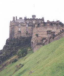 View of Edinburgh Castle from the hill side.