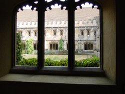 Magdalen College - Window onto the Cloister Quadrangle Wallpaper
