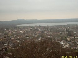 Cheddar and Reservoir from observation tower at the top of Jacob's Ladder, Cheddar Gorge Wallpaper