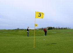 My Son Thom with his Grandad Alan on the 3rd green at Adlington Golf Course