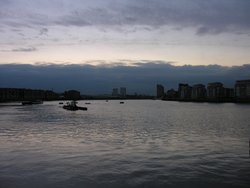 River Thames facing West, Greenwich, Greater London. Spring 2005 Wallpaper