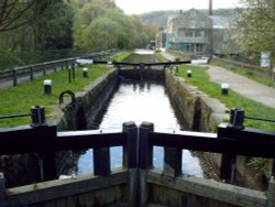 Canal Locks on the Rochdale Canal, Hebden Bridge, West Yorkshire. Wallpaper