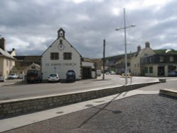 St John's Church and the Harbour Stores, West Bay