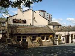 Old Hall Hotel, viewed from the corner of Back Lane and School Street Farsley.