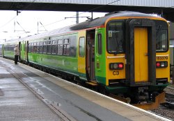 Central Trains 153 class waiting to depart Peterborough for Spalding and Lincoln Wallpaper