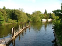 View of the Thames from the Boulters Lock Bridge, Maidenhead, Berkshire.