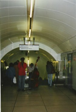 Bluesmen inside Oxford Circus Tube Station, London