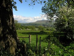 A view of 'Pendle Hill' from above West Bradford, Lancashire Wallpaper