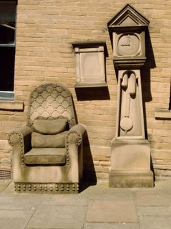 Grandads Clock and Chair 1992, by Timothy Shutter, Chapel Street, Bradford.