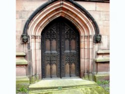 The doors to a church in Coventry.