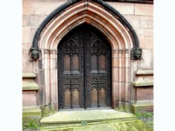 The doors to a church in Coventry. Wallpaper