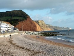 Sidmouth, Devon. Showing the World Heritage Coast taken on 2 January 2005 Wallpaper