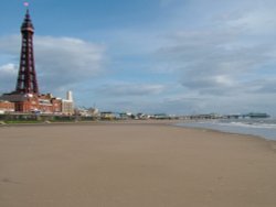 Blackpool Beach and Tower taken 19 May 2005 Wallpaper