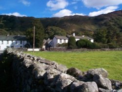 View across Rosthwait to the Scafell Hotel, Cumbria