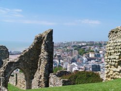 The town of Hastings, East Sussex, seen from the Castle Wallpaper