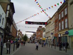 Town center in the bustling city of Gloucester Wallpaper