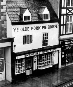 Dickinson & Morris's Olde Pork Pie Shop, Nottingham Street, Melton Mowbray. Taken around 1972-73