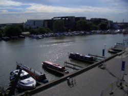 Brayford Pool with its Marina. On the far side sits the main University campus of Lincoln.