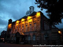 Night shot of Leigh Town Hall, Greater Manchester Wallpaper