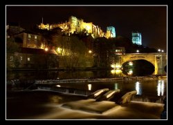 River Wear, Durham City, looking towards the Castle & Cathedral. April 2004.