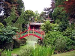Biddulph Grange Garden - Chinese temple and wooden footbridge