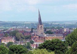 Chesterfield in Derbyshire
View of the town looking west