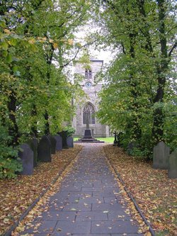 View of St Thomas's church in Golborne, taken from the gate. 14th October 2005