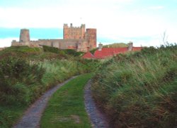 Bamburgh Castle from the old road, Northumberland. Wallpaper