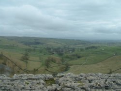 Malham village from the top of Malham Cove, Yorkshire Dales. Wallpaper
