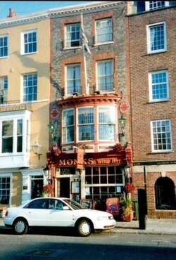 High Street in Portsmouth, Hampshire. Monks Wine Bar
