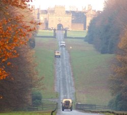 Hoghton Tower shoot, shot ducks being driven back to the Tower