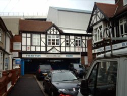 Fratton Park, Portsmouth. The home to Portsmouth Football Club. Main gate from Frogmore Road. Wallpaper