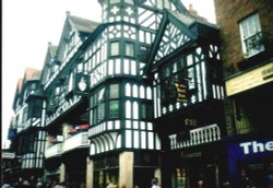 East Gate Street in Chester, Cheshire. Ye Olde Boot Inn Est 1643