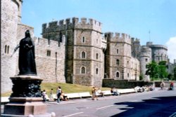 Windsor Castle and Queen Victoria Statue in Windsor