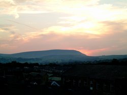 Pendle Hill at sunset taken from the top of Colne Wallpaper