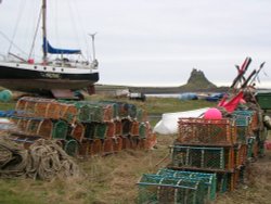 LobsterPots and Castles. Holy Island. Wallpaper