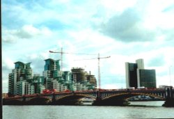 London - Thames, Vauxhall Bridge and St George Wharf, Sept 2002