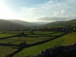 A view down the valley in Wensleydale, the Yorkshire Dales Wallpaper