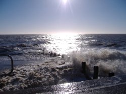 High tide at Clacton on Sea, Essex