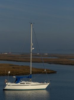 A boat by Hurst Castle, near Lymington, Hampshire, UK