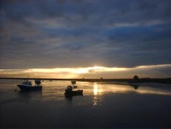 Sunset over the harbour. Orford, Suffolk Wallpaper