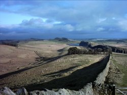 Winters day on roman wall in Northumberland, England