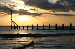 Jan 2005 evening looking S/West to Isle of Wight from Selsey Bill, West Sussex