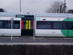 Horsham Station - The train is the London Victoria - Bognor Regis service. Wallpaper