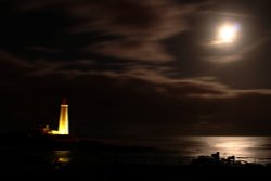 St Mary's Lighthouse at night.
