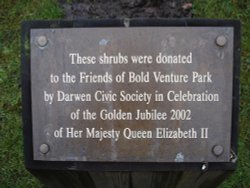 The inscription at The Ornate Garden at Bold Venture Park, Darwen, Lancashire.