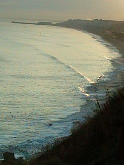 A wintery Bridlington Bay from the cliff tops, E. Yorkshire.
