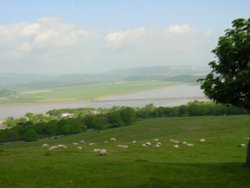 View of the Viaduct across the Kent Estuary taken from Arnside Knott on 16/05/2004 Wallpaper