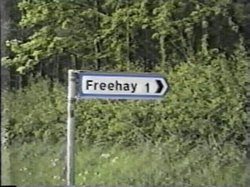 Village of Freehay Sign: 1 mile - Freehay, Staffordshire
