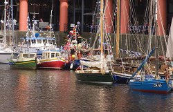 Boats moored, Albert Dock, Liverpool Merseyside Wallpaper